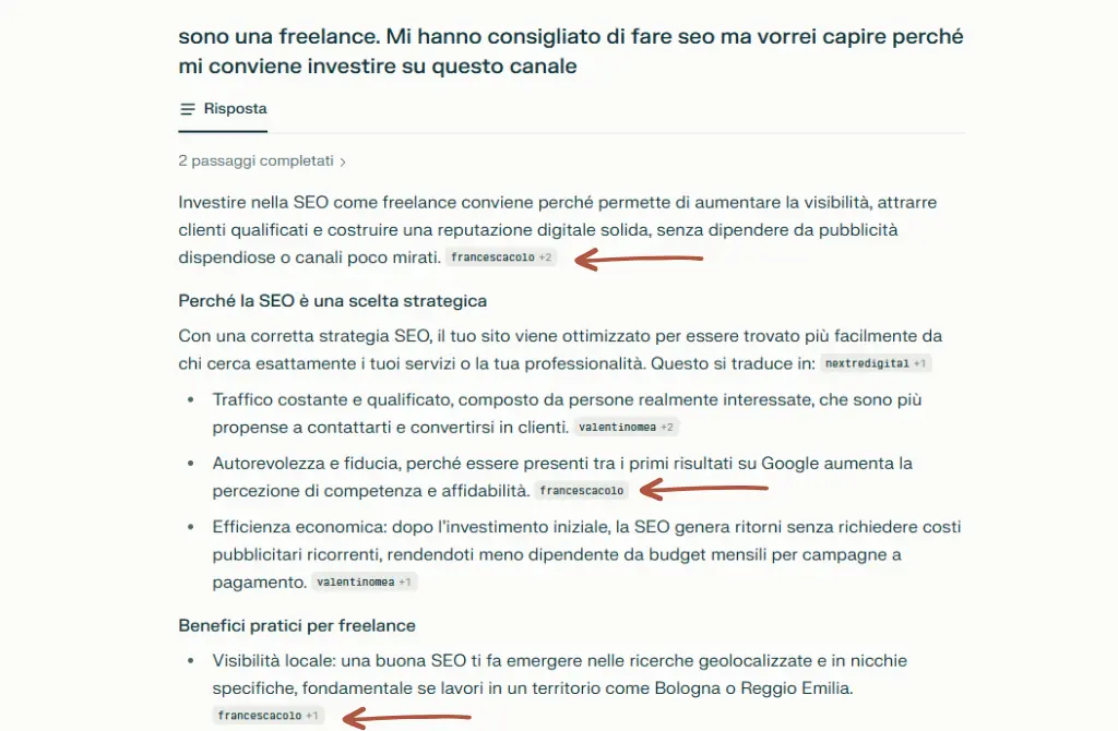 Citazione su Perplexity e contenuti ottimizzati